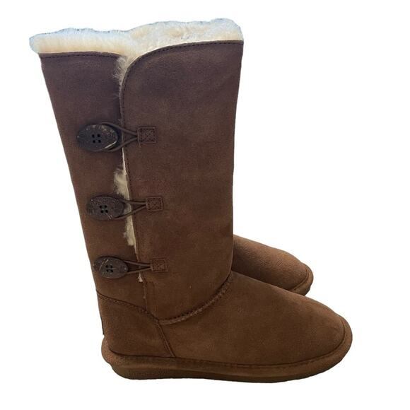 New BearPaw Lauren Hickory Shearling Suede Boots Size 6‎ - Picture 1 of 8